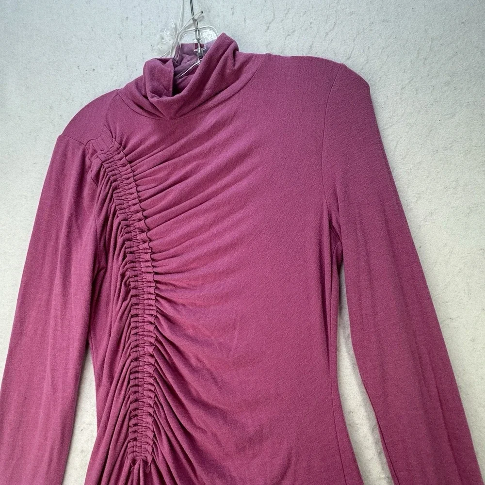 Anthropologie‎ Daily Practice Ruched Cowl Neck Cozy Midi Dress Pink sz M - Picture 11 of 13